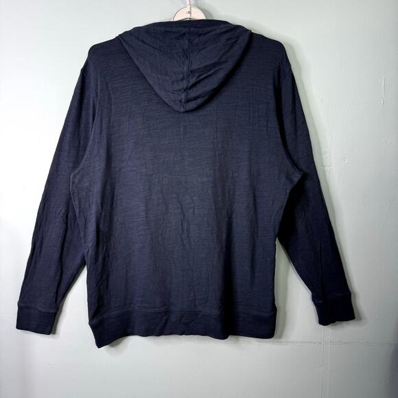 Faherty Sunwashed Slub Hoodie Shirt in Blue Nights Organic Cotton Men's Size XXL - Picture 9 of 12